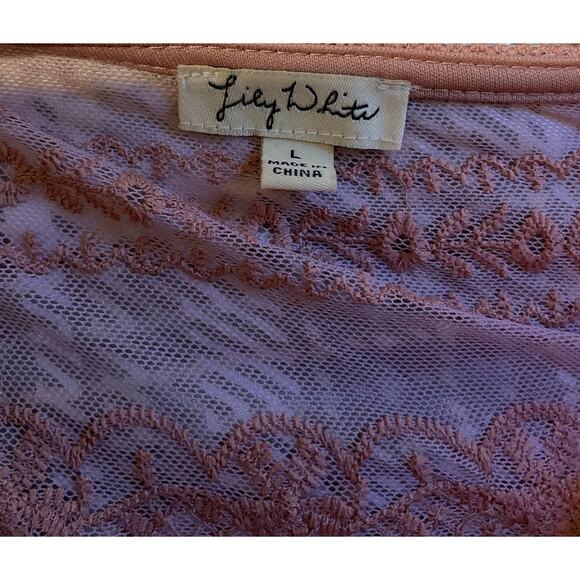 Lily White Embroirdered Lace Sleeveless Blouse Dusty Pink Large - Picture 4 of 4